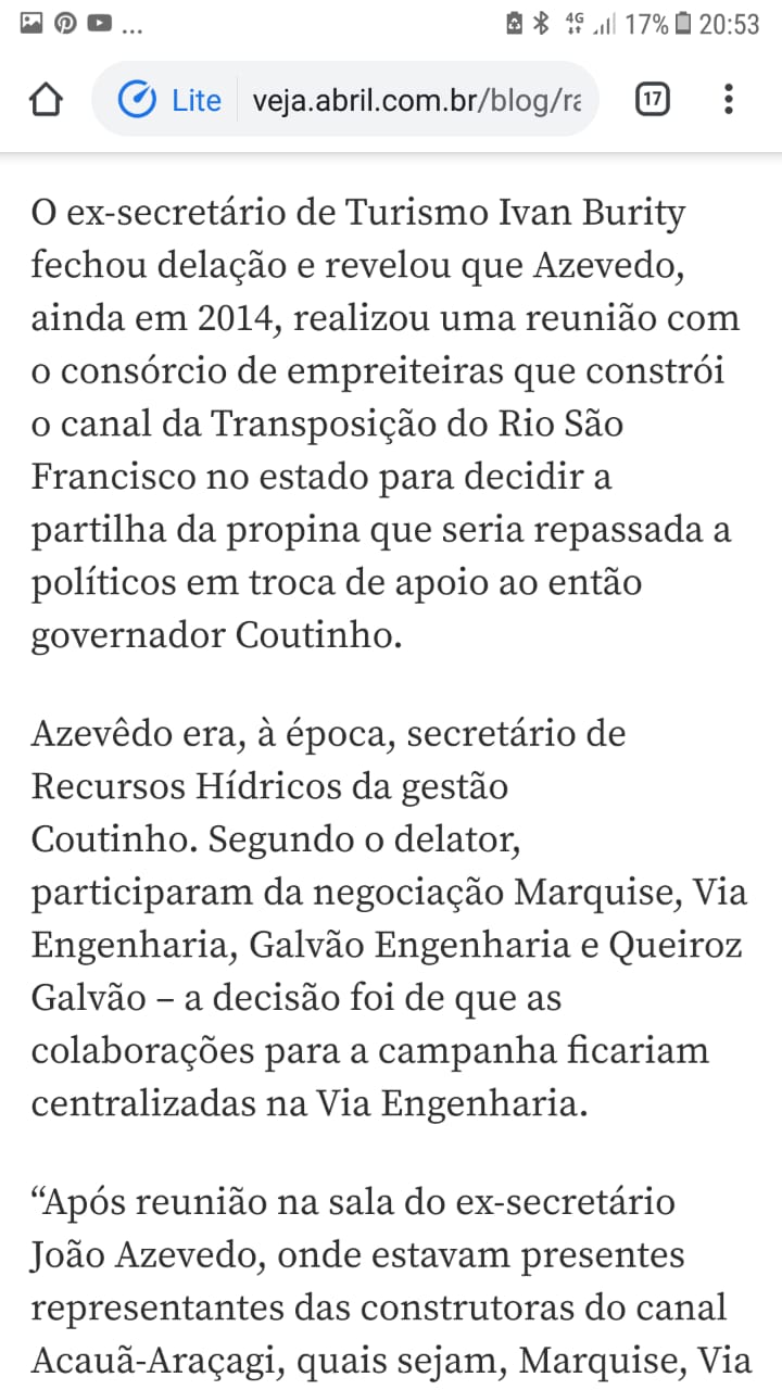 IMG 20200117 WA0282 - DEU NA VEJA : Azevedo acertou pessoalmente com construtoras e alinhou dinheiro da Transposição para campanhas do PSB